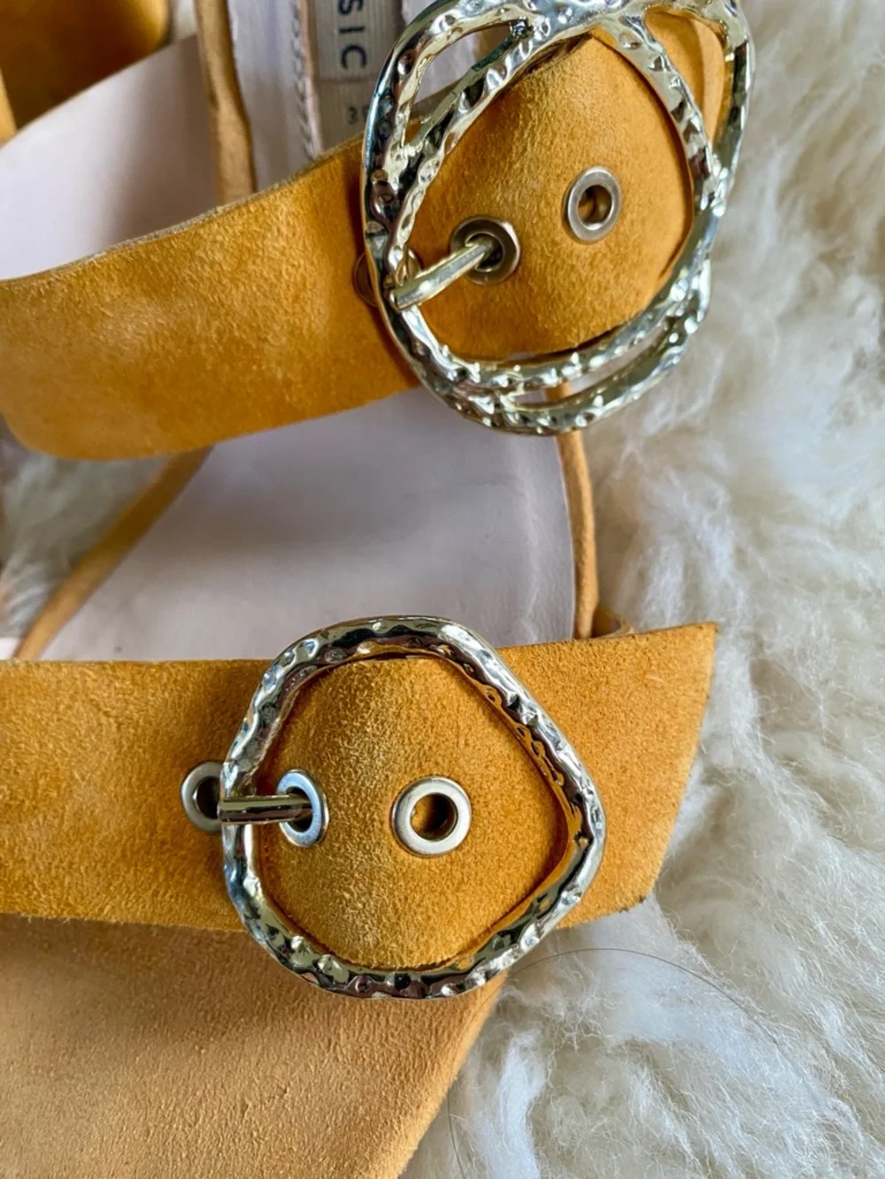 Zara block heel yellow sandal mules with buckle strap size 39 - Picture 6 of 9